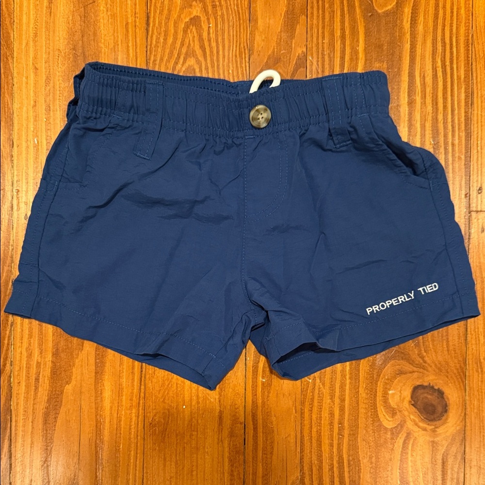 Boys Properly Tied Navy Elastic Waist Shorts